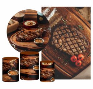 Kit Casado Churrasco Painel Redondo Trio Capas Cilindro Retangular Vertical Em Tecido