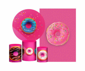 Kit Casado Doces Painel Redondo Trio Capas Cilindro Retangular Vertical Em Tecido