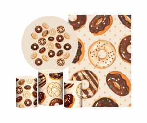 Kit Casado Doces Painel Redondo Trio Capas Cilindro Retangular Vertical Em Tecido