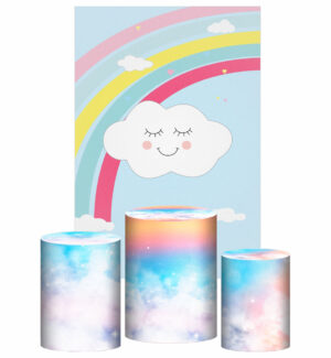 Kit Casado Chuva de Amor Trio Capa Cilindro Retangular Tecido