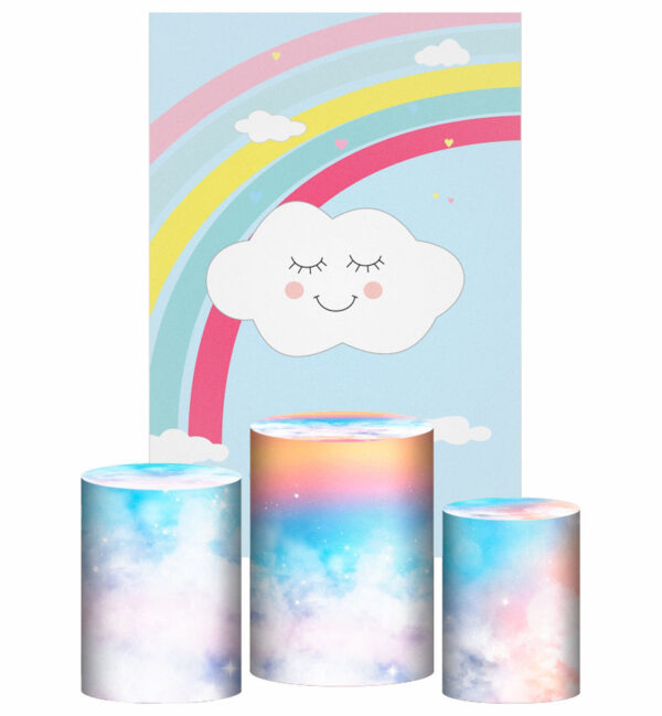 Kit Casado Chuva de Amor Trio Capa Cilindro Retangular Tecido