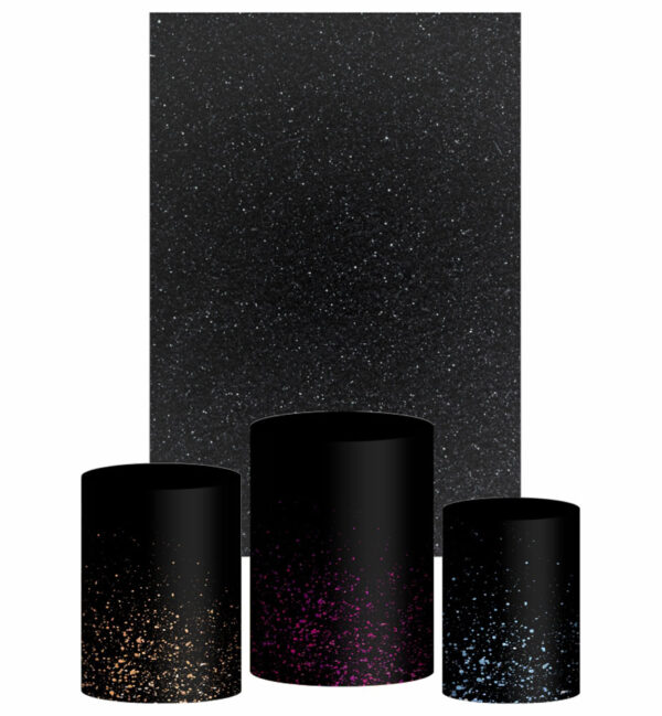 Kit Casado Glitter Trio Capa Cilindro Retangular Tecido