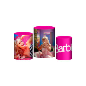 Trio Capa Cilindro Barbie 3D Em Tecido Com Elástico