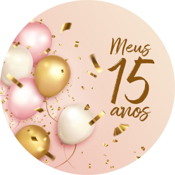 Painel Redondo 3D Meus 15 Anos Tecido Sublimado