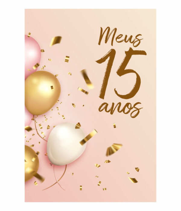 Painel de Festa Retangular 3D Meus 15 Anos Casadinho 1,50m x 2,20