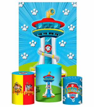 Kit Casado Patrulha Canina Trio Capa Cilindro Retangular Tecido