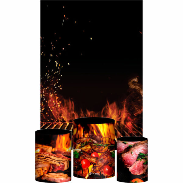 Kit Casado Churrasco Trio  Capa Cilindro Retangular Tecido