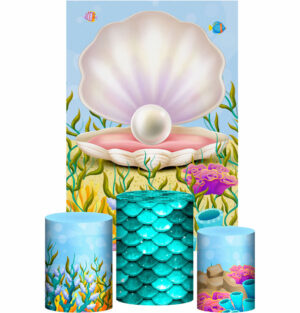 Kit Casado Sereia Trio Capa Cilindro Retangular Tecido