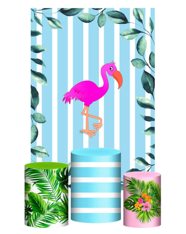 Kit Casado Flamingo Trio Capa Cilindro Retangular Tecido