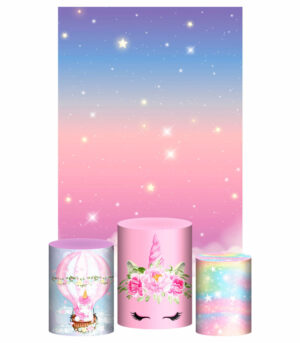 Kit Casado Unicornio Trio Capa Cilindro Retangular Tecido