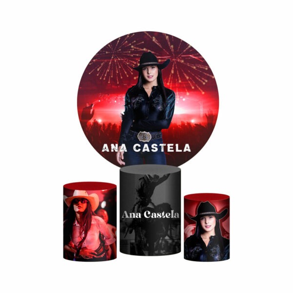 Trio Capa Cilindro + Painel Redondo 3D Ana Castela 1,50m Veste Fácil