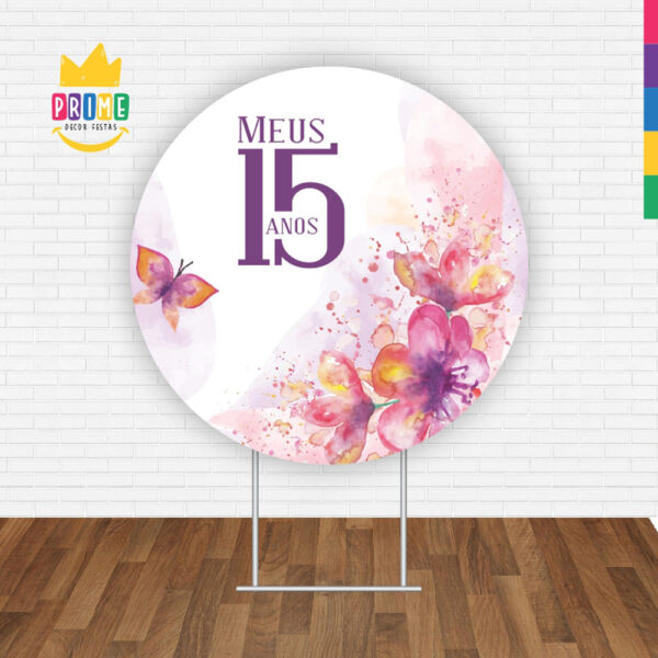 Painel Redondo 3D Meus 15 Anos Tecido Sublimado - Image 2