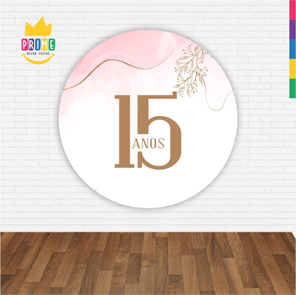 Painel Redondo 3D Meus 15 Anos Abre Fácil Tecido - Image 2