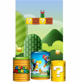 Kit Casado Super Mario Trio Capa Cilindro Retangular Tecido