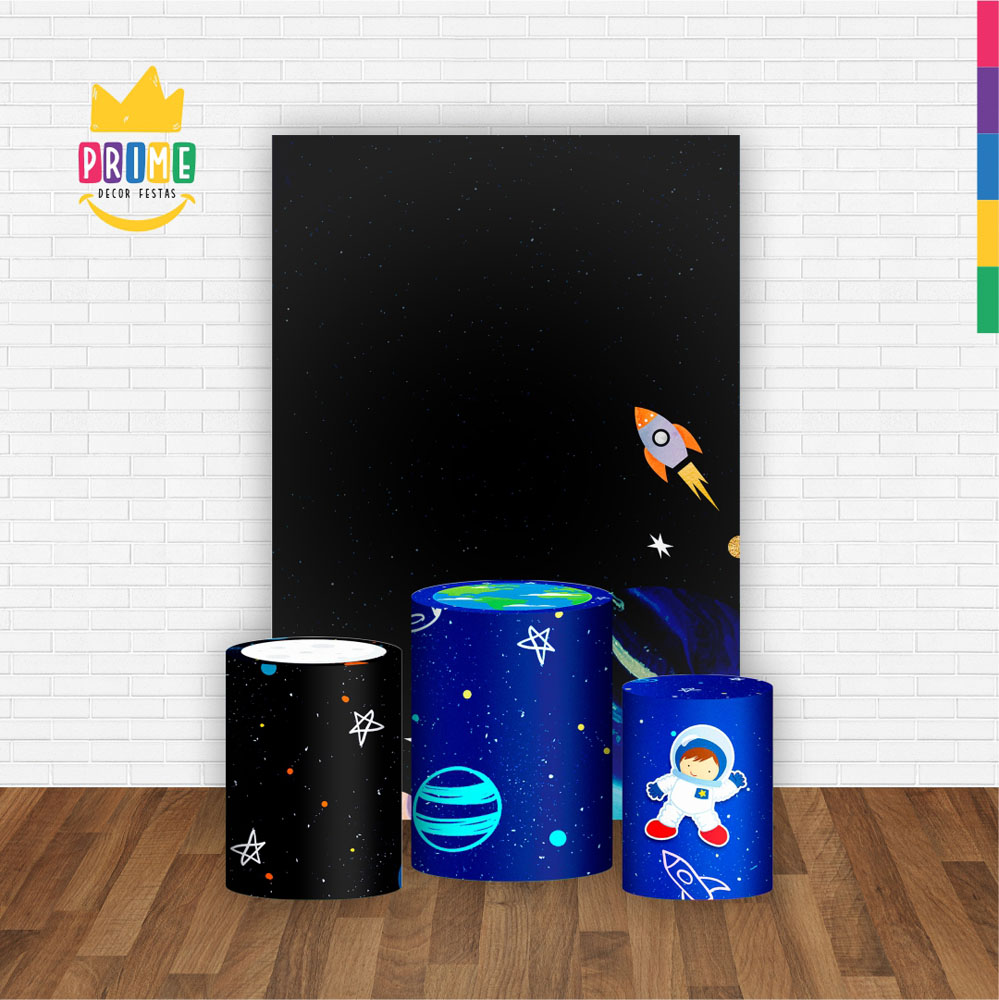 Kit Casado Astronauta Trio Capa Cilindro Retangular Tecido - Imagem 2