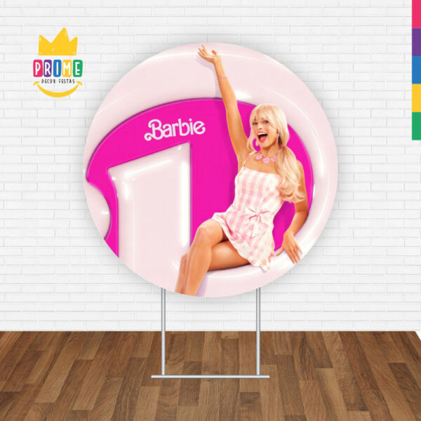 Painel Redondo 3D Barbie Rosa Tecido Sublimado - Image 2