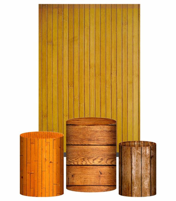 Kit Casado Madeira Trio Capa Cilindro Retangular Tecido