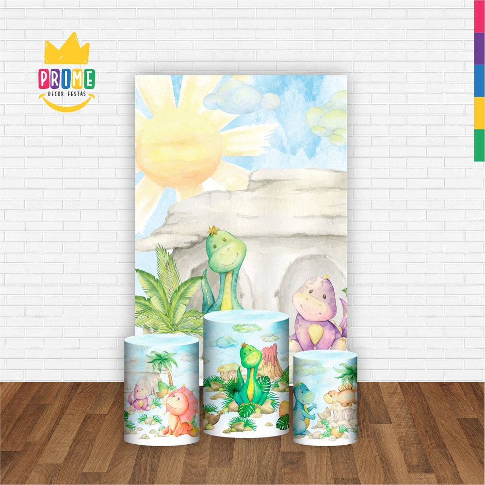 Kit Casado Dinossauro Baby Trio Capa Cilindro Retangular Tecido - Imagem 2