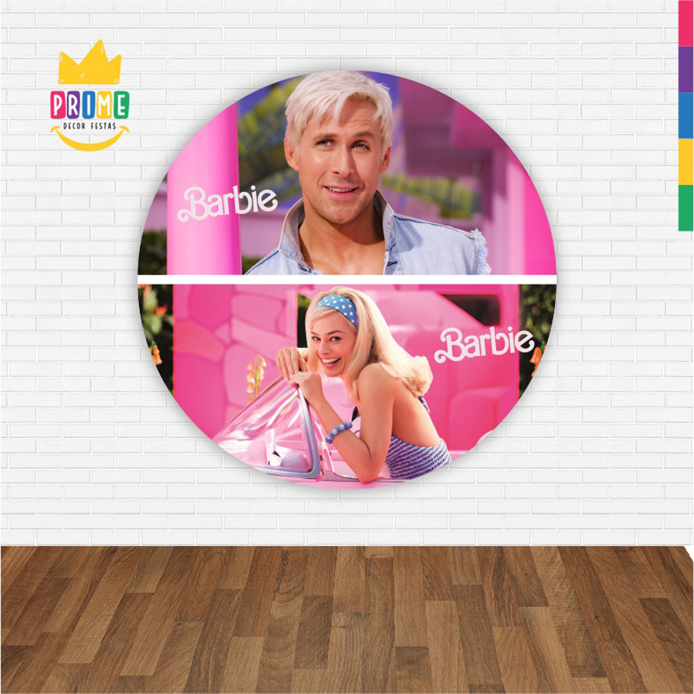 Painel Redondo 3D Barbie Abre Fácil Tecido - Imagem 2