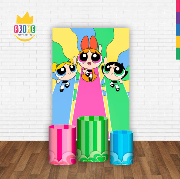 Kit Casado Meninas Super Poderosas Trio Capa Cilindro Retangular Tecido - Image 2