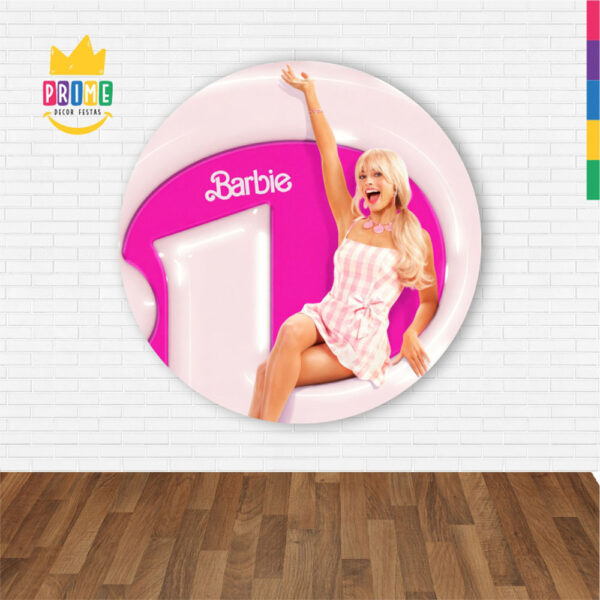 Painel Redondo 3D Barbie Rosa Abre Fácil Tecido - Image 2