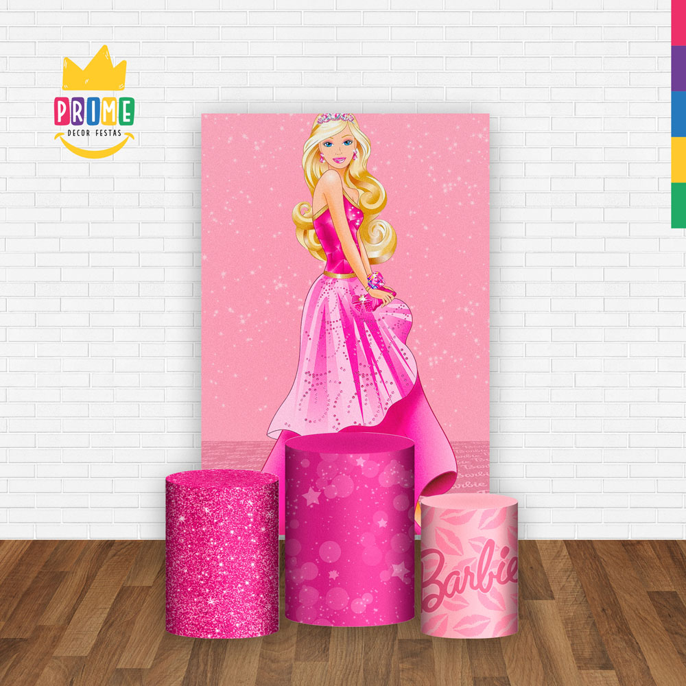 Kit Casado Barbie Trio Capa Cilindro Retangular Tecido - Imagem 2