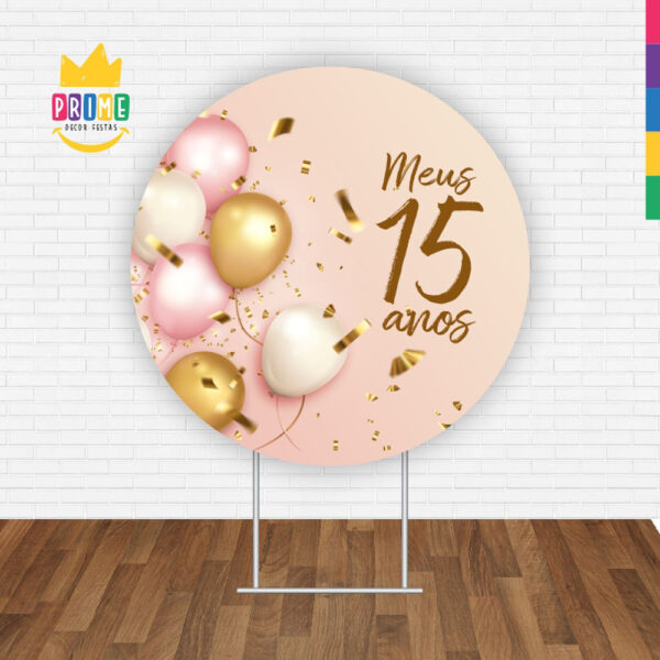 Painel Redondo 3D Meus 15 Anos Tecido Sublimado - Image 2