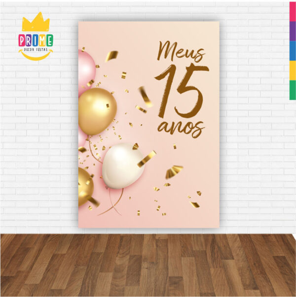 Painel de Festa Retangular 3D Meus 15 Anos Casadinho 1,50m x 2,20 - Image 2