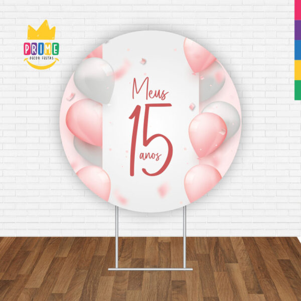 Painel Redondo 3D Meus 15 Anos Tecido Sublimado - Image 2