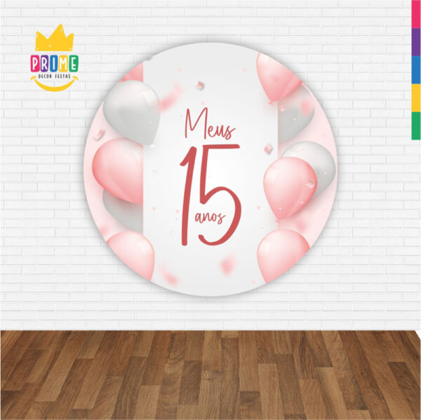 Painel Redondo 3D Meus 15 Anos Abre Fácil Tecido - Image 2
