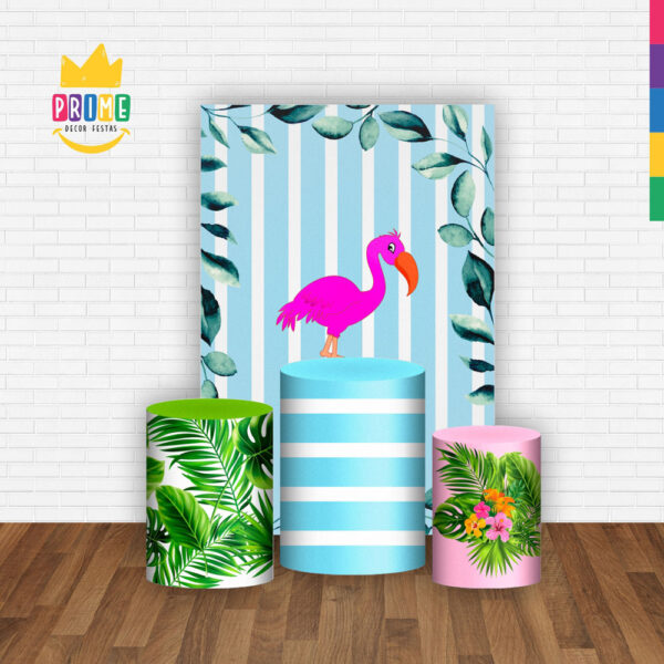 Kit Casado Flamingo Trio Capa Cilindro Retangular Tecido - Image 2