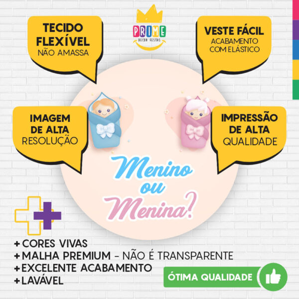 Painel Redondo 3D Chá Revelação Tecido Sublimado - Image 3