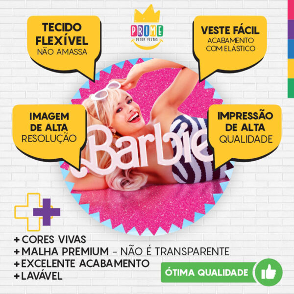 Painel Redondo 3D Barbie Tecido Sublimado - Image 3