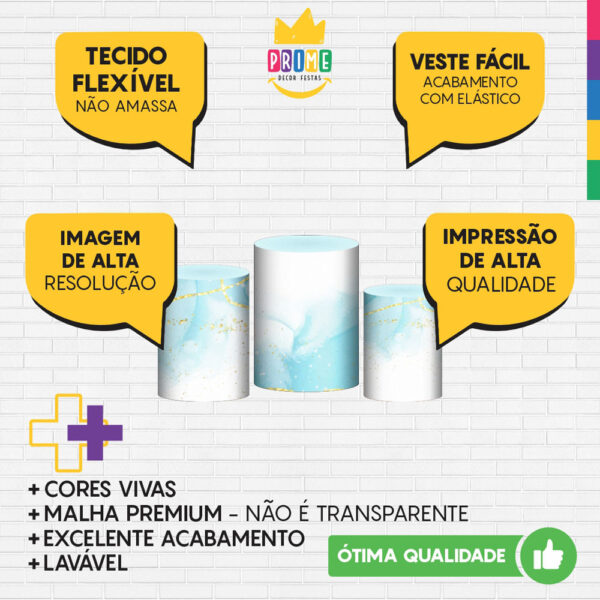 Trio Capa Cilindro Meu Batizado 3D Em Tecido Com Elástico - Image 3