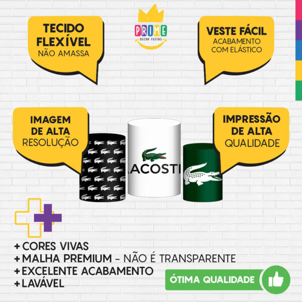 Trio Capa Cilindro Lacoste 3D Em Tecido Com Elástico - Image 3