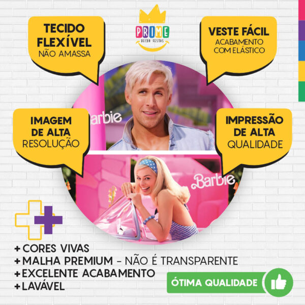 Painel Redondo 3D Barbie Tecido Sublimado - Image 3