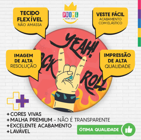 Kit Casado Rock Roll Painel Redondo Trio Capas Cilindro Retangular Vertical Em Tecido - Image 3