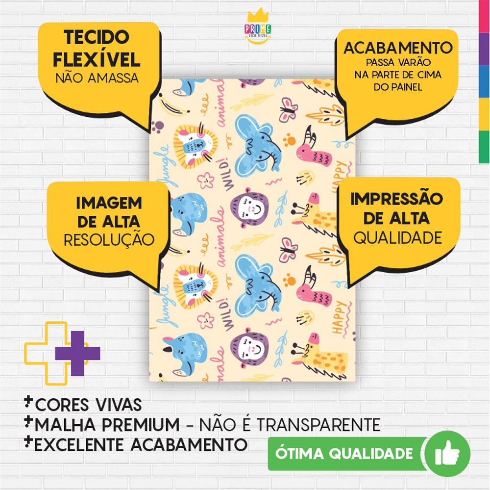 Kit Casado Zoo Baby Painel Redondo Trio Capas Cilindro Retangular Vertical Em Tecido - Imagem 5