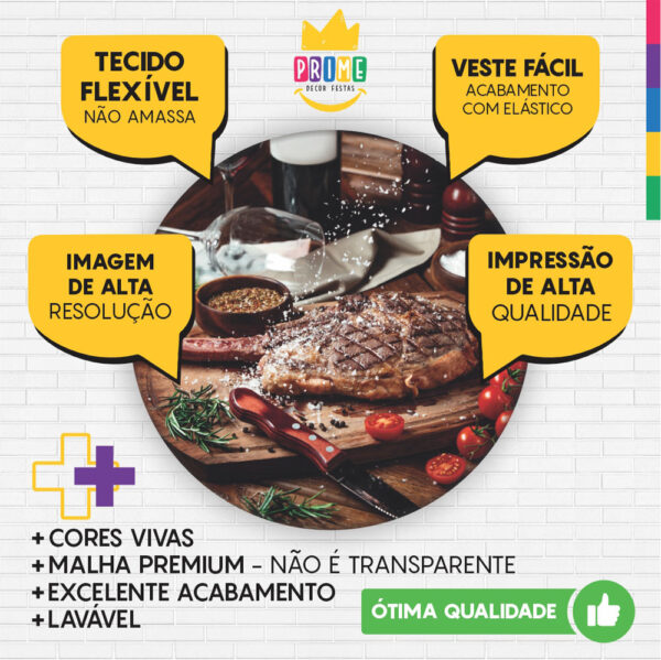 Kit Casado Churrasco Painel Redondo Trio Capas Cilindro Retangular Vertical Em Tecido - Image 3