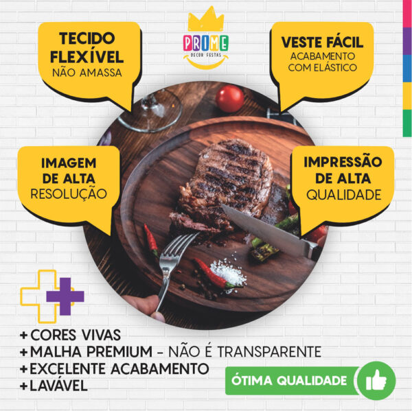 Kit Casado Churrasco Painel Redondo Trio Capas Cilindro Retangular Vertical Em Tecido - Image 3