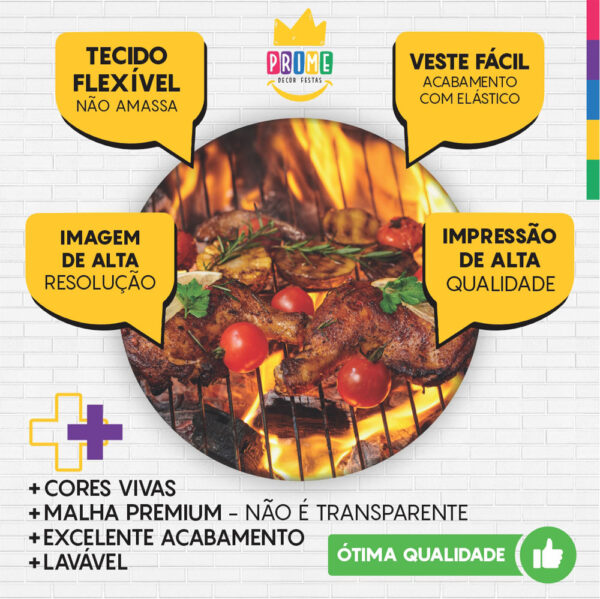 Kit Casado Churrasco Painel Redondo Trio Capas Cilindro Retangular Vertical Em Tecido - Image 3