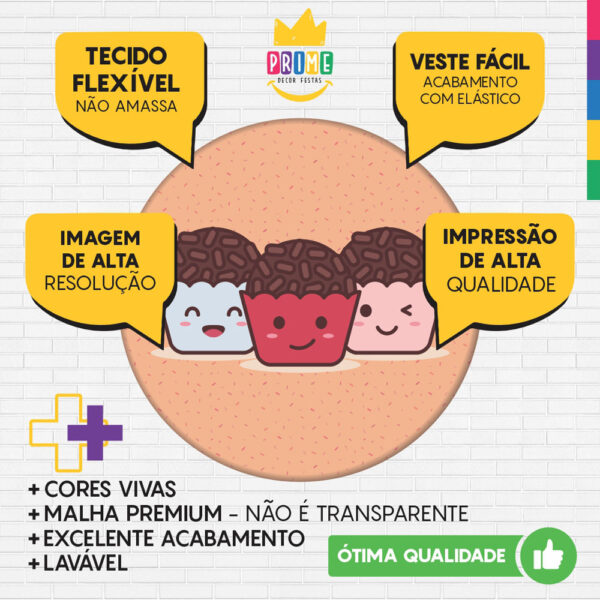 Kit Casado Doces Painel Redondo Trio Capas Cilindro Retangular Vertical Em Tecido - Image 3