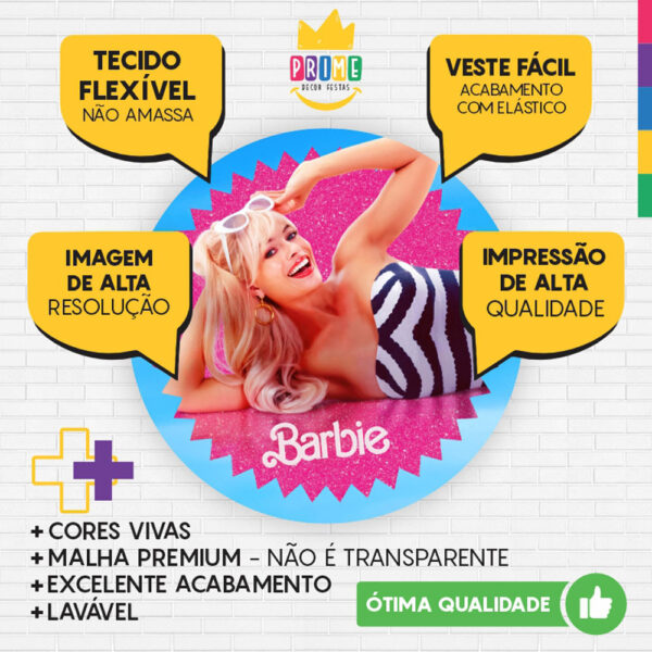 Painel Redondo 3D Barbie Tecido Sublimado - Image 3
