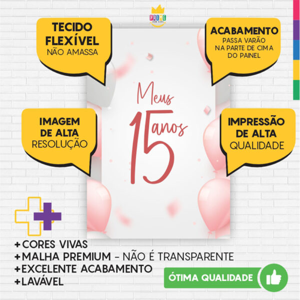 Kit Casado Meus 15 Anos Painel Redondo Trio Capas Cilindro Retangular Vertical Em Tecido - Image 5
