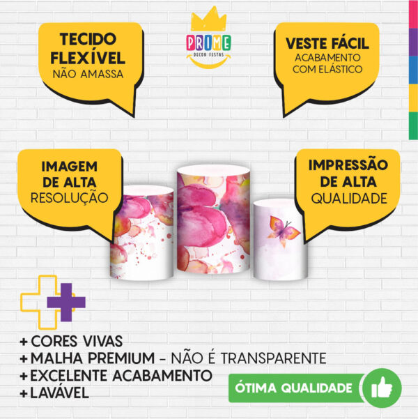 Trio Capa Cilindro Meus 15 Anos 3D Em Tecido Com Elástico - Image 3