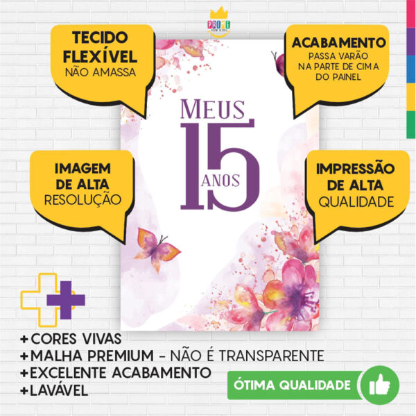Kit Casado Meus 15 Anos Painel Redondo Trio Capas Cilindro Retangular Vertical Em Tecido - Image 5