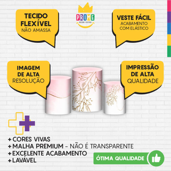 Trio Capa Cilindro Meus 15 Anos 3D Em Tecido Com Elástico - Image 3