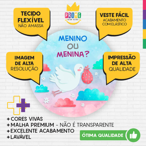 Painel Redondo 3D Chá Revelação Tecido Sublimado - Image 3