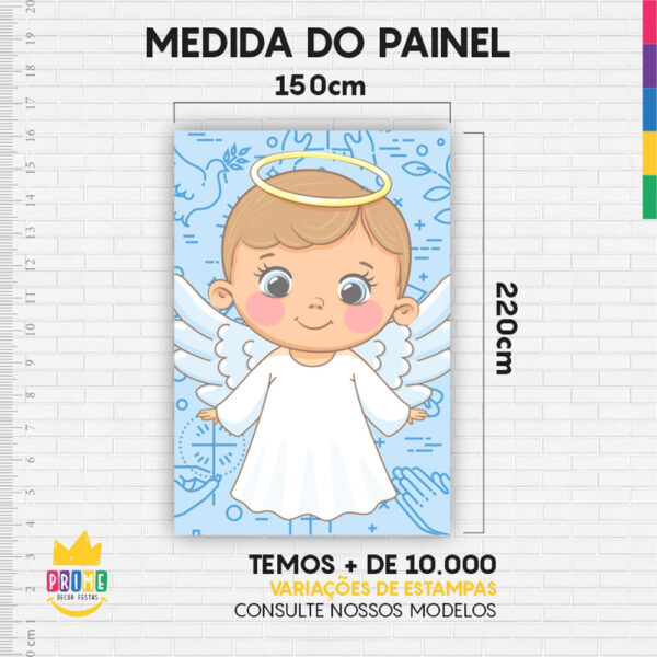 Kit Casado Meu Batizado Anjinho Painel Redondo Trio Capas Cilindro Retangular Vertical Em Tecido - Image 6