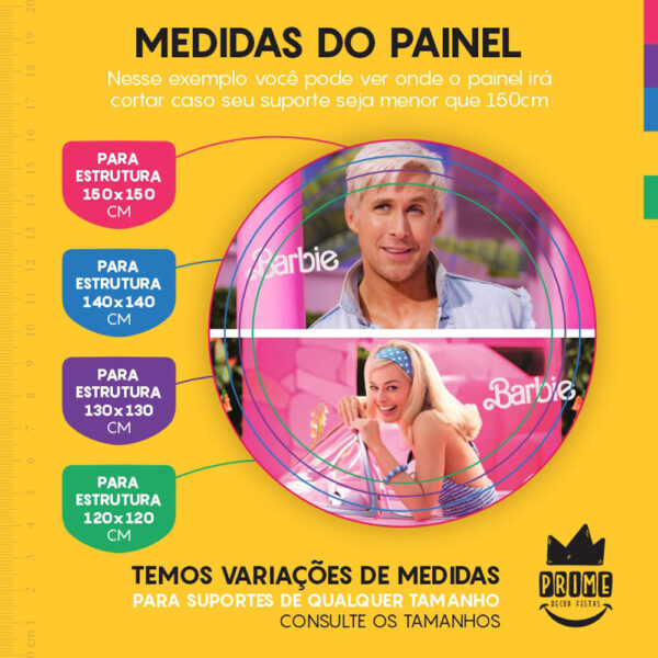 Painel Redondo 3D Barbie Tecido Sublimado - Image 4